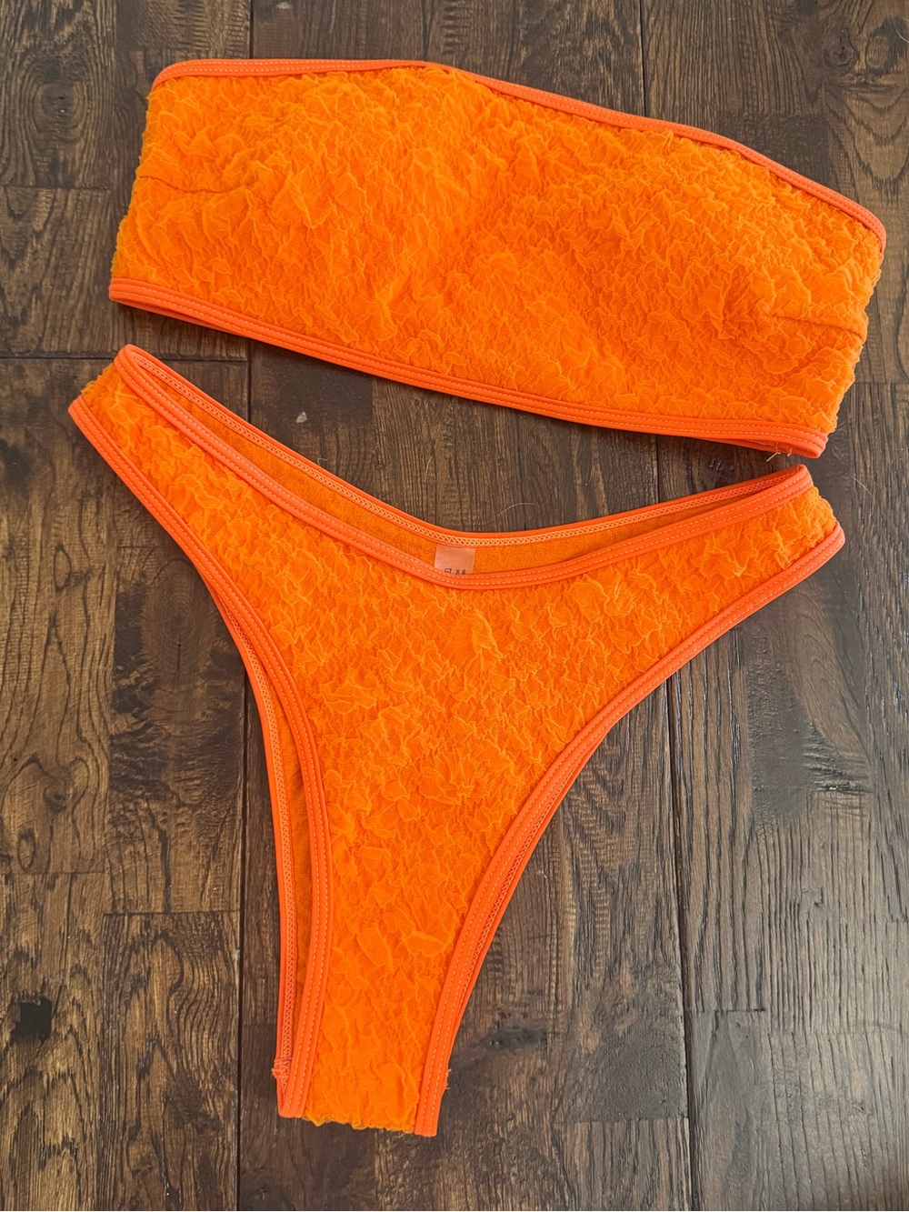 SHEIN Orange Lace Bandeau Bikini Set Size L